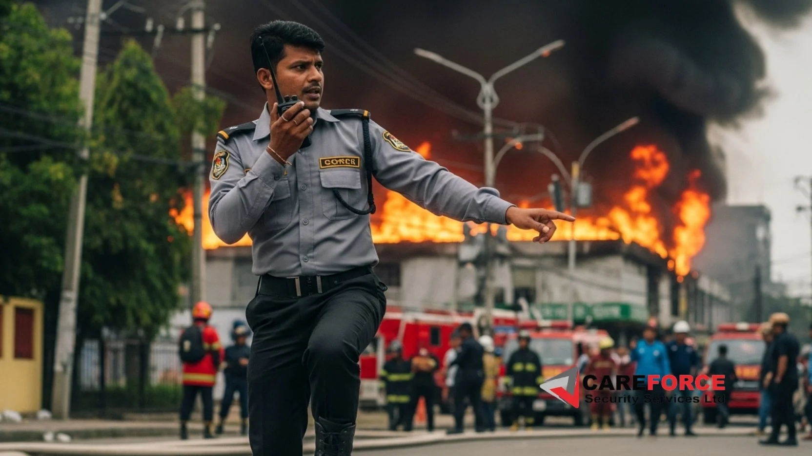 Emergency plan with security guard