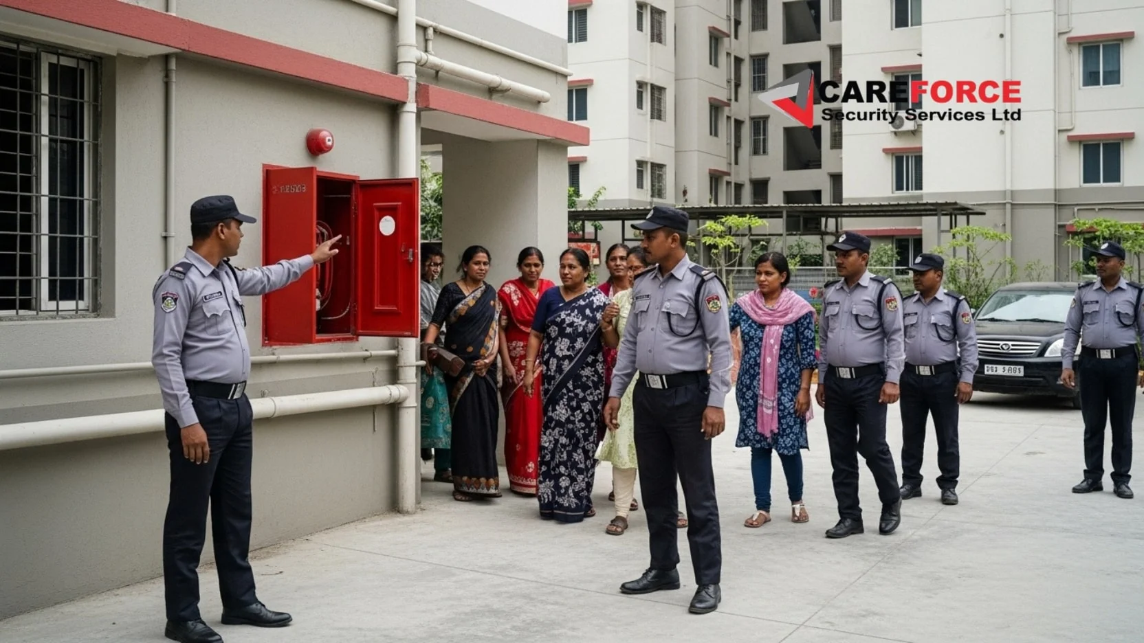 Emergency plan with security guard